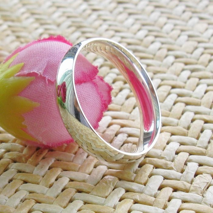 Engraved Minimalist Couples Promise Rings - Sterling Silver