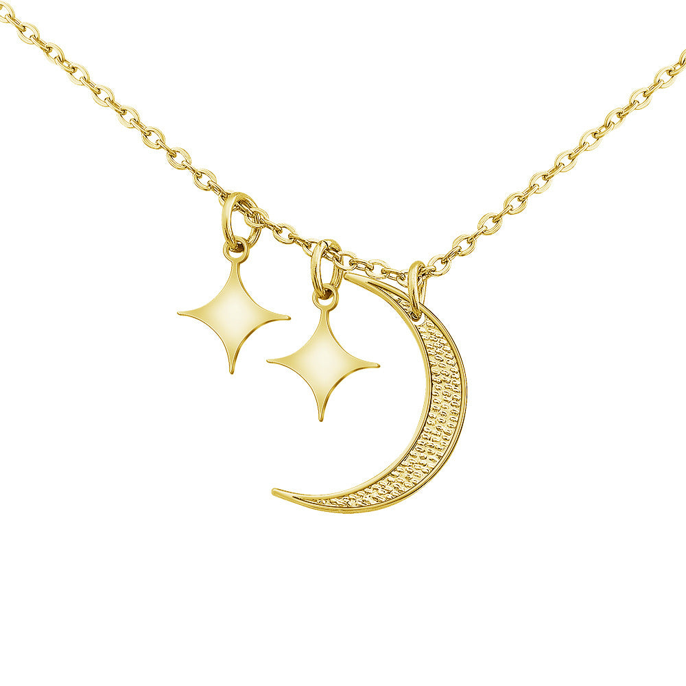 Engraved Stars Moon Women Necklace