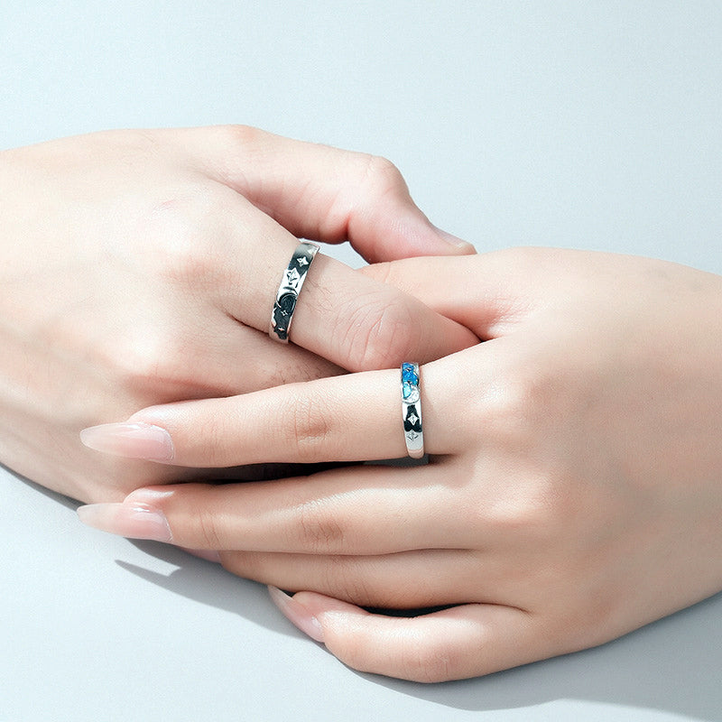 Matching Moon Wedding Bands for Him and Her