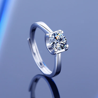 0.5 Carat Moissanite Solitaire Diamond Ring - Adjustable Size