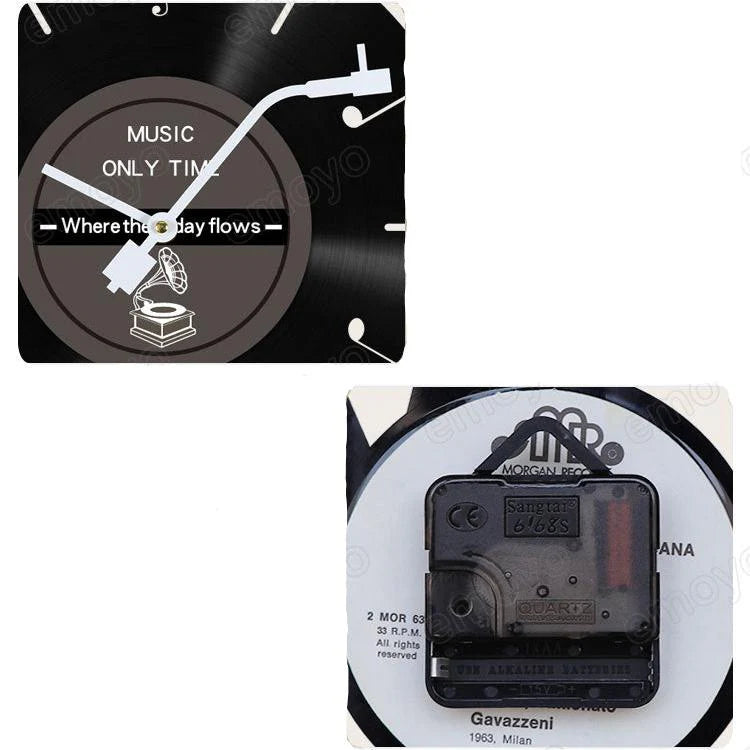 LP Record Pendulum Wall Clock — Vinyl, Silent (15.7x11.8 in)