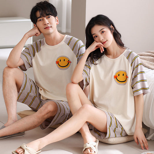Matching Smiley Summer Pyjamas Set 100% Cotton