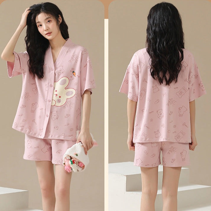 Cartoon Matching Summer Family Sleepwear 100% Cotton