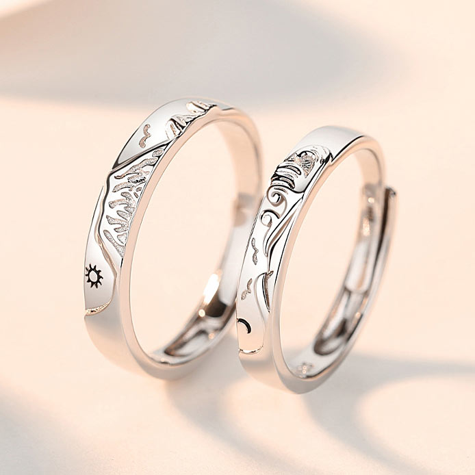 Sun and Moon Couple Wedding Bands for 2