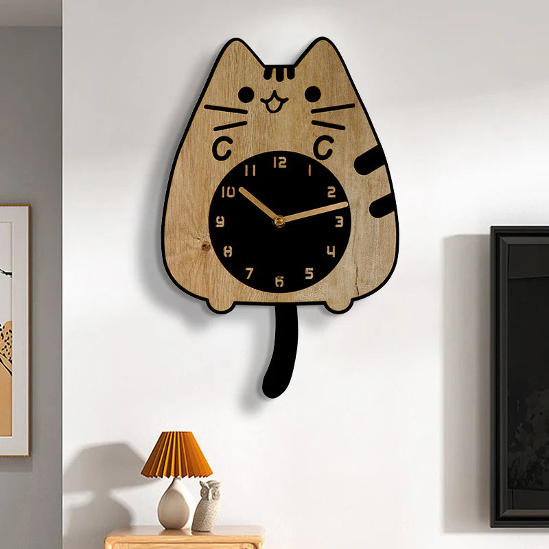Hanging Tail Cat Silent Pendulum Clock – Playful & Charming Design