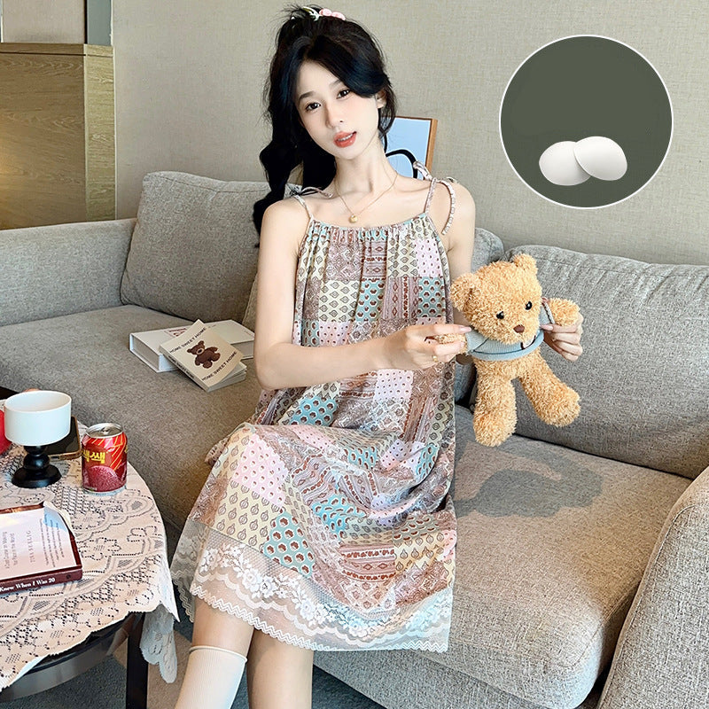 Pure Cotton Summer Nightwear with Padded Bra