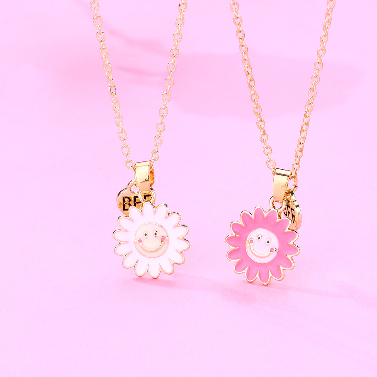 Cute Flowers Bff Necklaces Set for 2