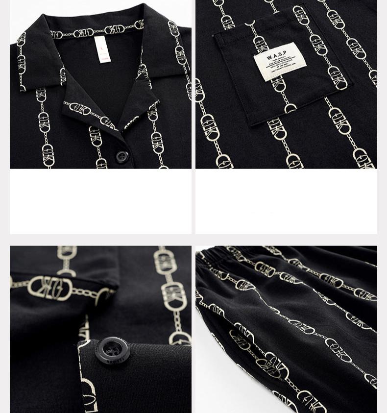 Button-Front Matching Black Couples Pajamas - Premium Cotton