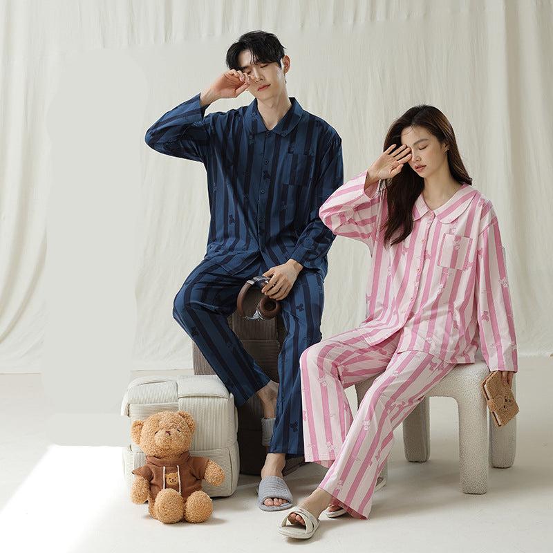 Bear Pattern Couples Pajamas Set - Premium Cotton