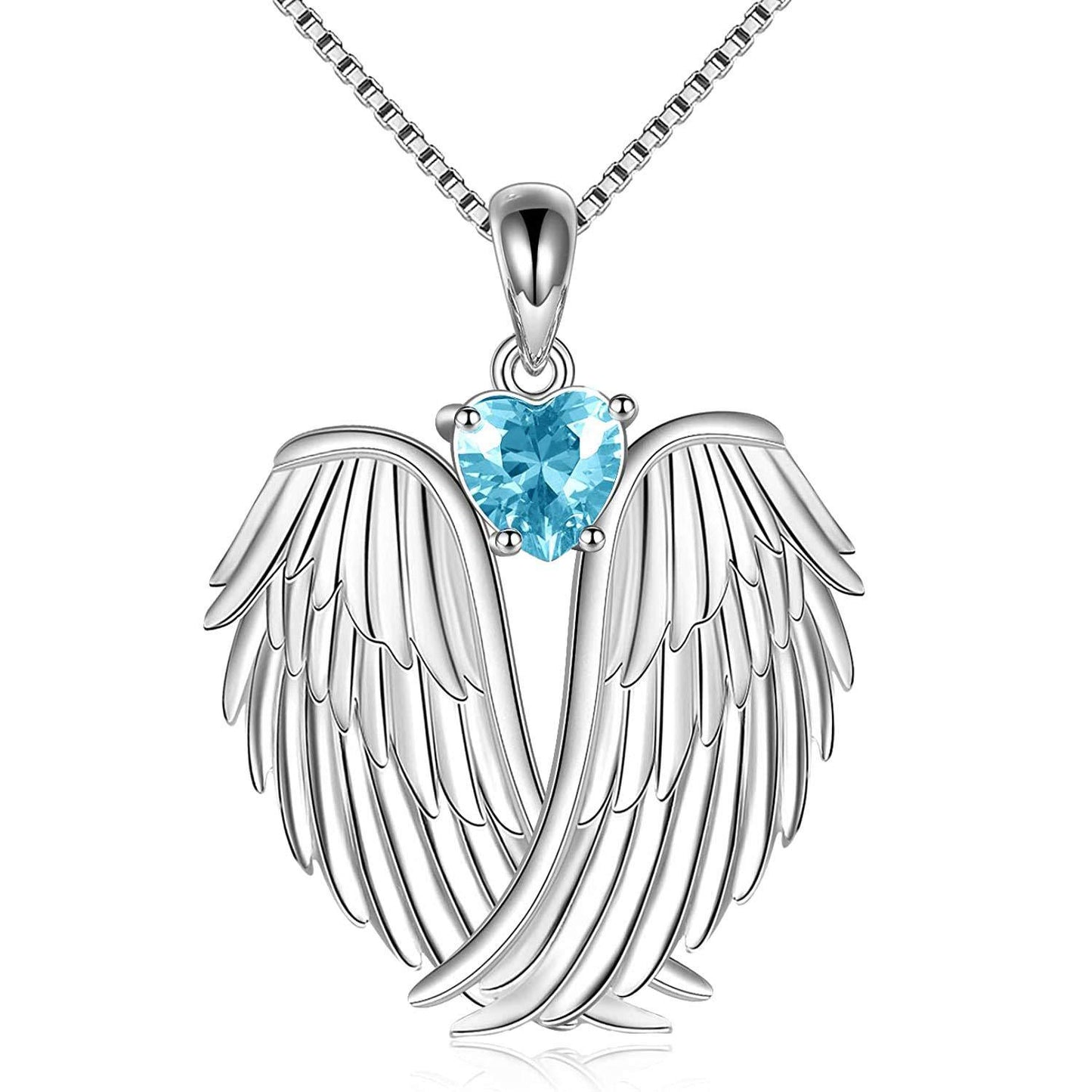 Custom birthstone Angel Wings Necklace