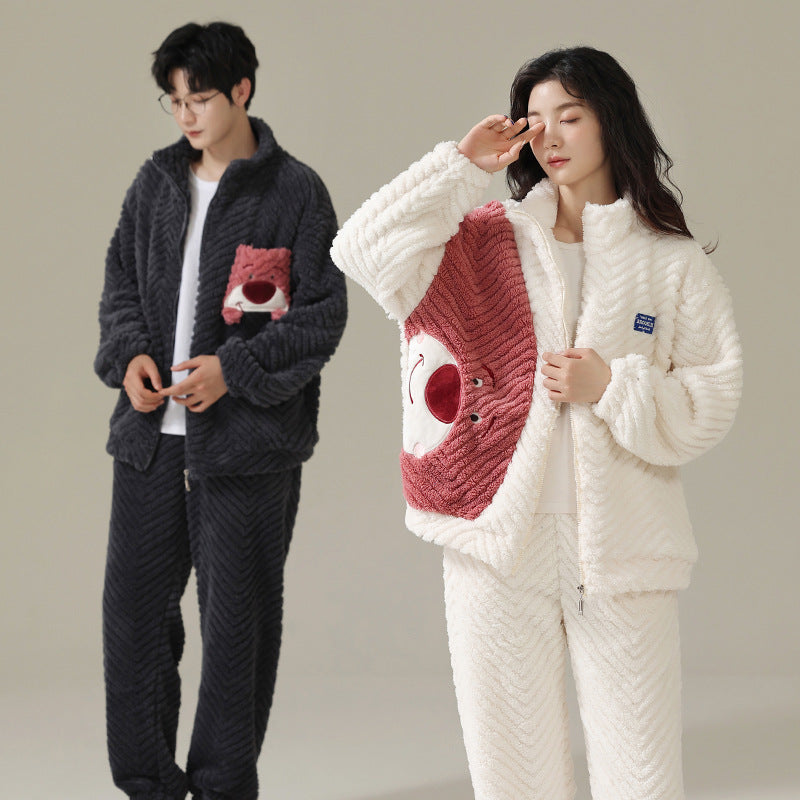 Couples Matching Thick Fleece Pajamas Set