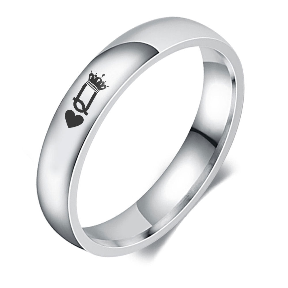 Engraved King and Queen Matching Rings Set