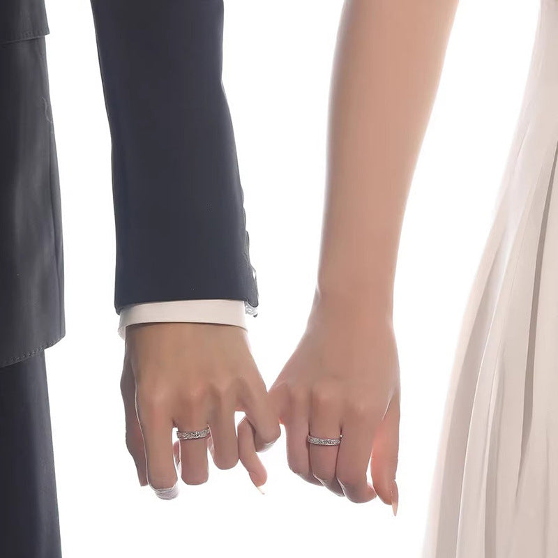 Vintage Floral Promise Rings - White Gold Engravable Set