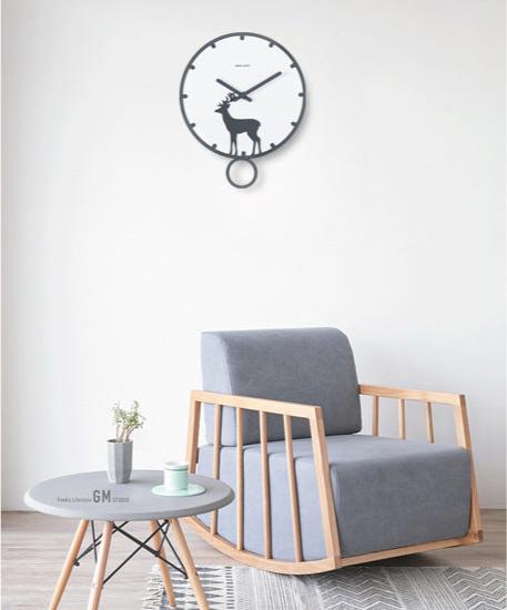 Deer Silhouette Pendulum Silent Wall Clock (13.8")
