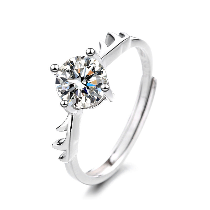 1 Carat Moissanite Solitaire Diamond Antler Ring