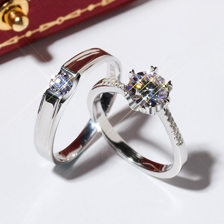0.8 Carat Moissanite Couple Rings Set for 2