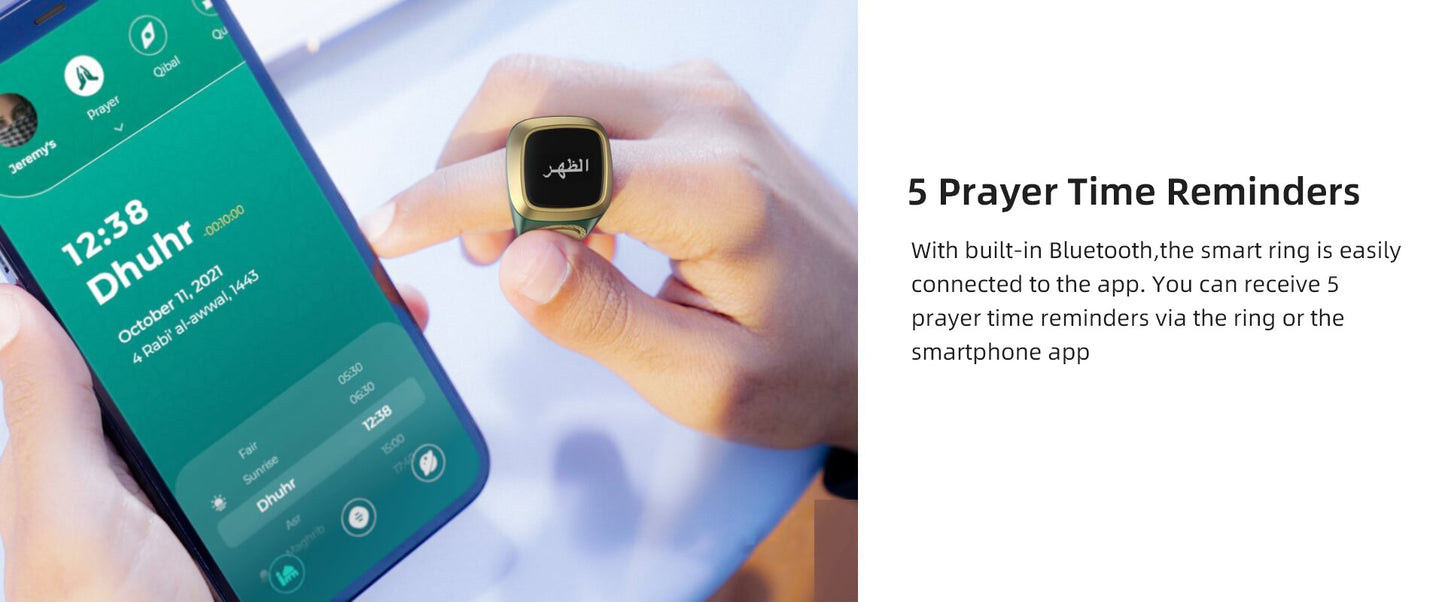 Tasbeeh Counter Prayer Reminder Smart Ring for Men