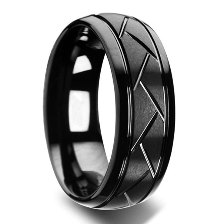 Personalized Brushed Mens Wedding Band Matte Finish