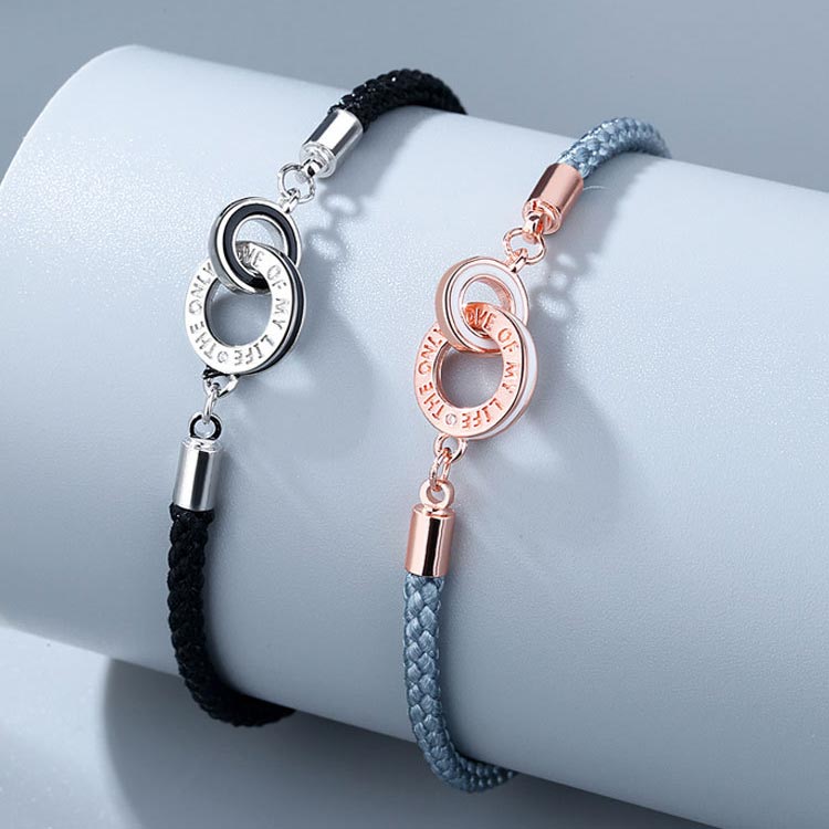 Custom Engraved Magnetic Couple Bracelets - (Set of 2)