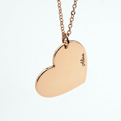 Heart Shaped Name Engraved Necklace