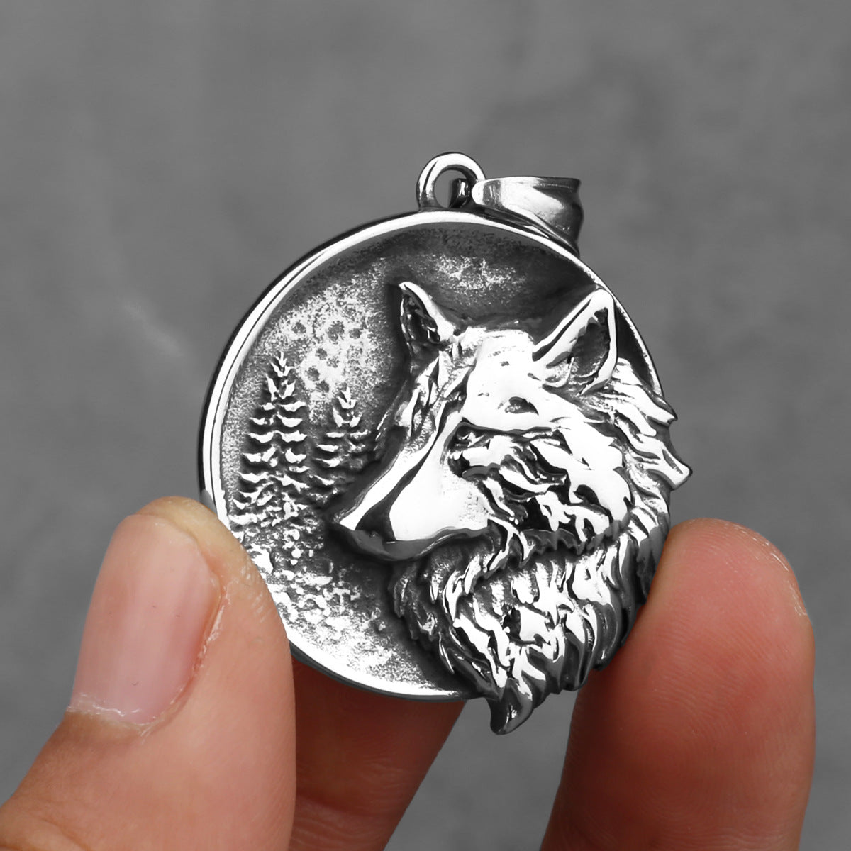 Wolf Fenrir Amulet Style Mens Thick Chain Necklace