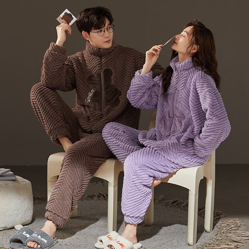 Matching Flannel Couples Pajamas Winter Set