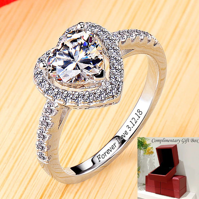 Customized 0.6 Carat Heart Diamond Promise Ring for Her