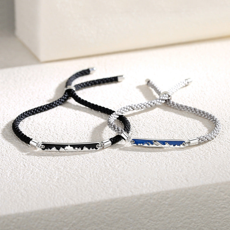 Mountain Ocean Couple Promise Bracelets Set