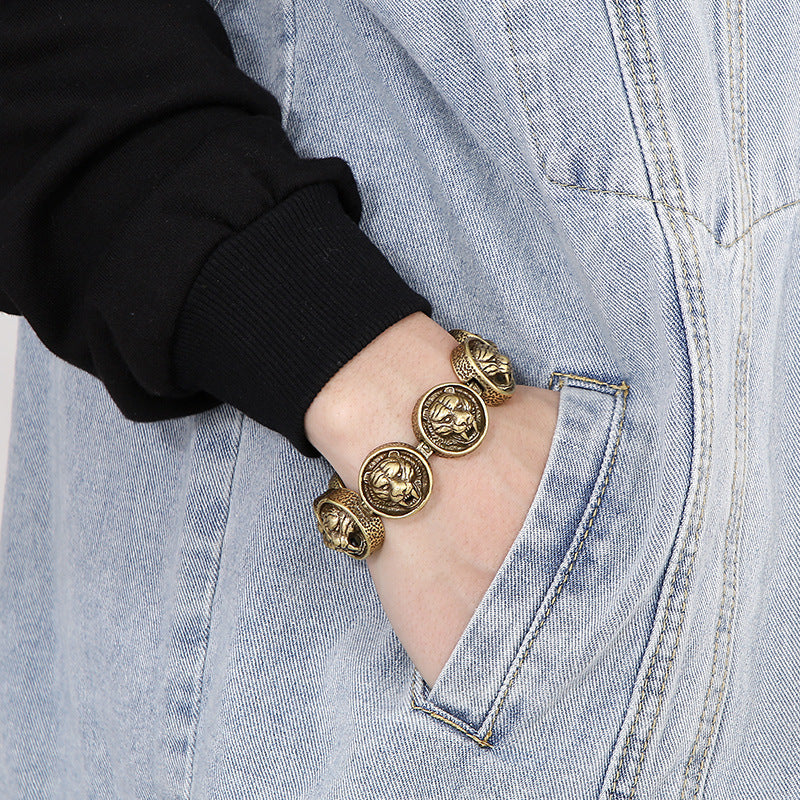 Vintage Tiger Head Mens Fashion Bracelet 22cm