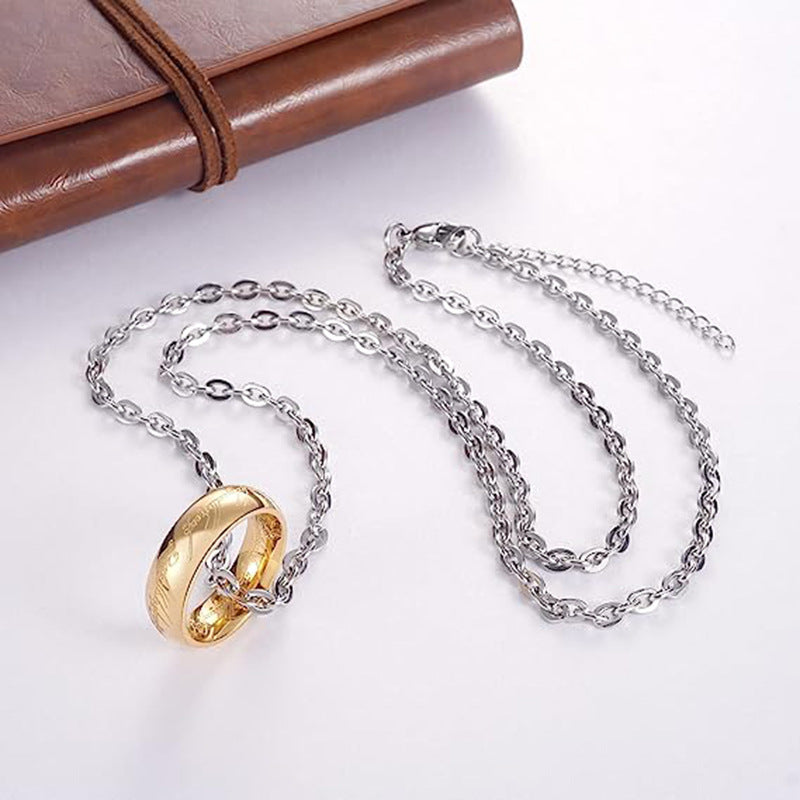 Custom Name Engravable Ring Pendant Necklace for Men