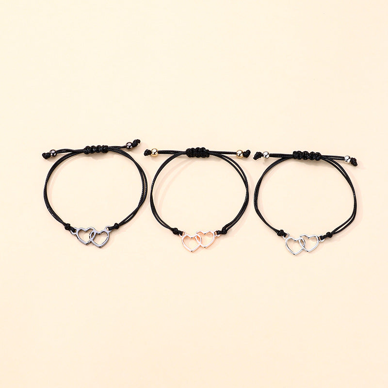 Matching Hearts Friendship Bracelets Set of 3