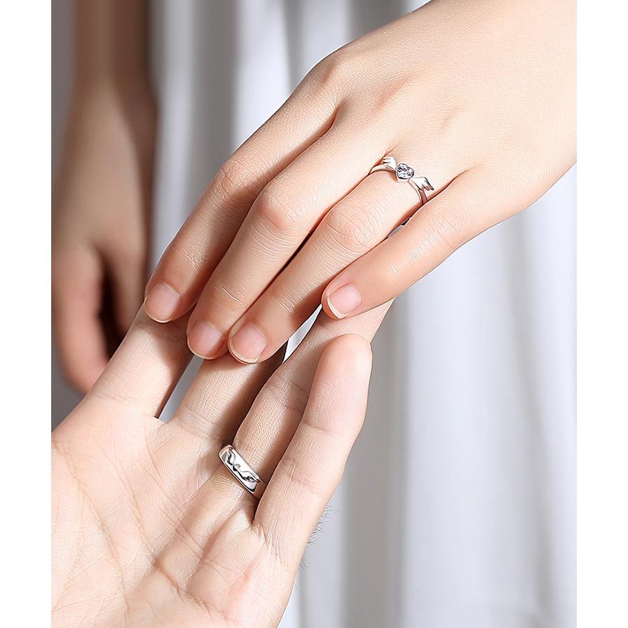 Heart Angel Wings Couple Promise Rings Set