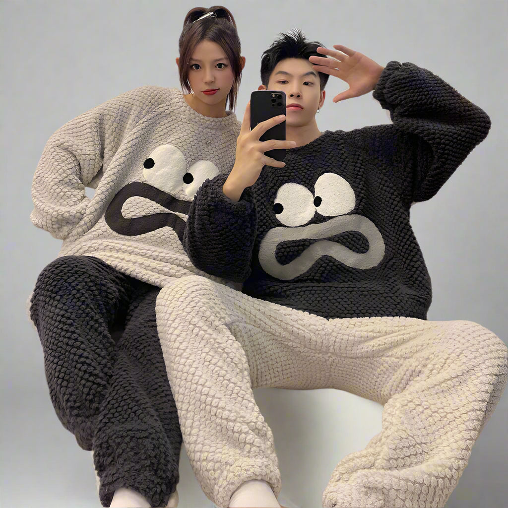 Matching Warm Nightwear Pajamas Set for Couples