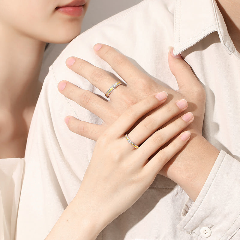 Moon Stone Matching Rings for Couples