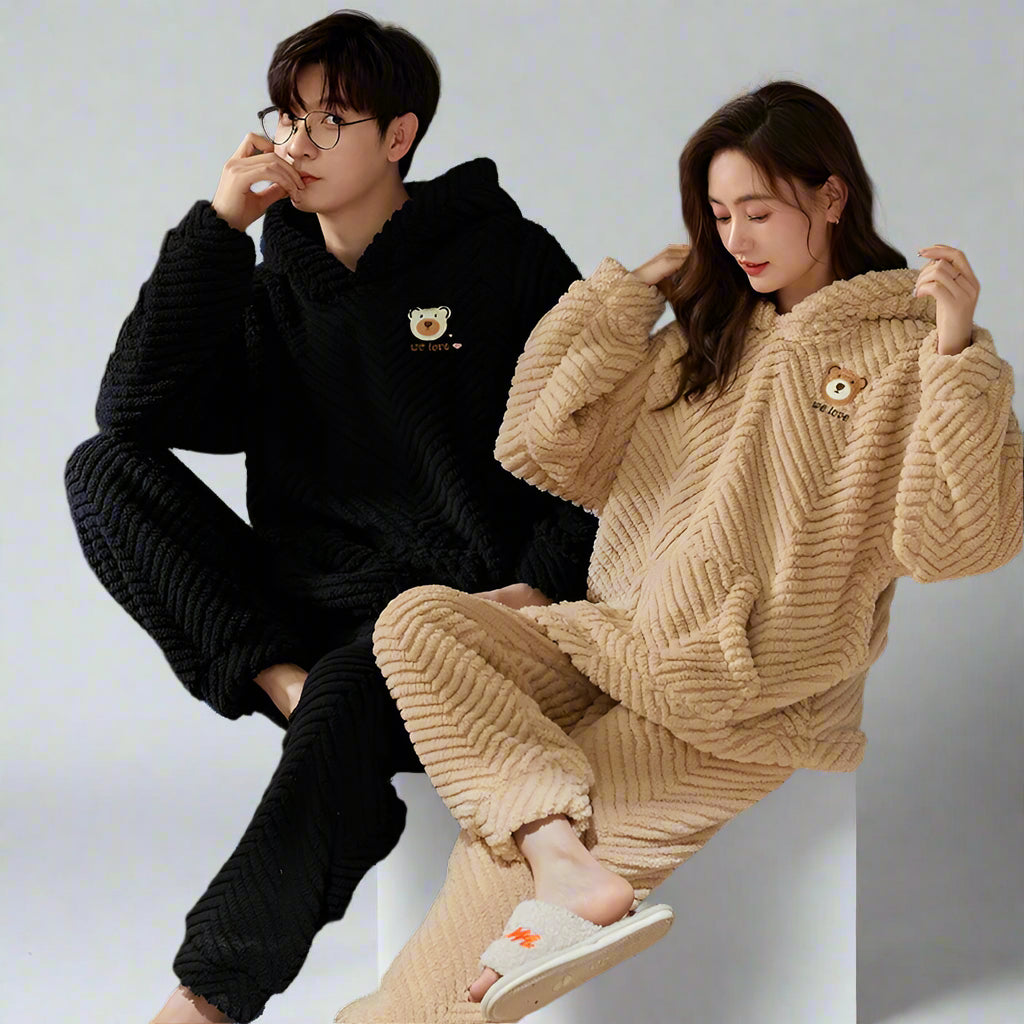 Couples Matching Flannel Pajamas Set for Winter