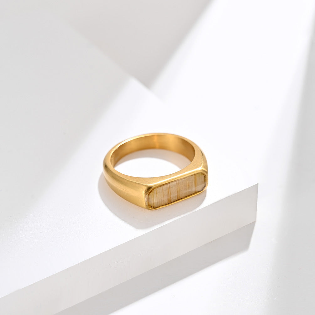 Engraved Wood and Titanium Promise Ring