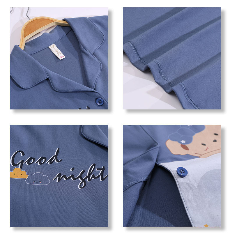 4-Piece Bear Print Couples Nightwear Pajamas 100% Cotton