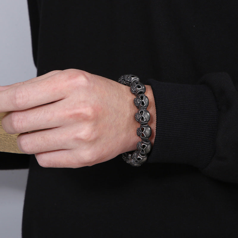 Name Initials Gothic Skulls Bracelet for Men