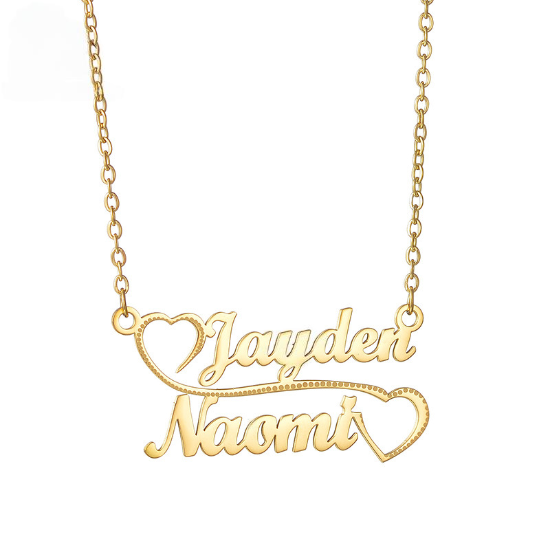 Personal Hearts Couple Name Necklace