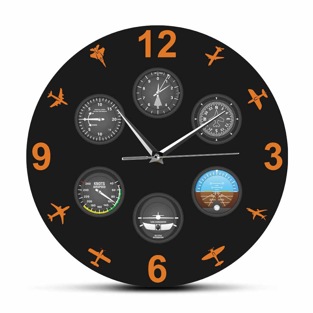 Wall Deco Silent Clock Gift for Pilot