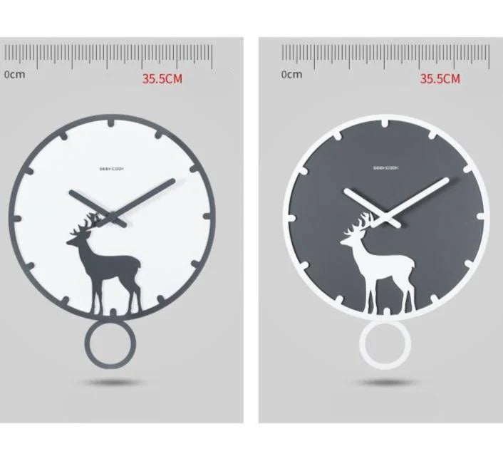 Deer Silhouette Pendulum Silent Wall Clock (13.8")