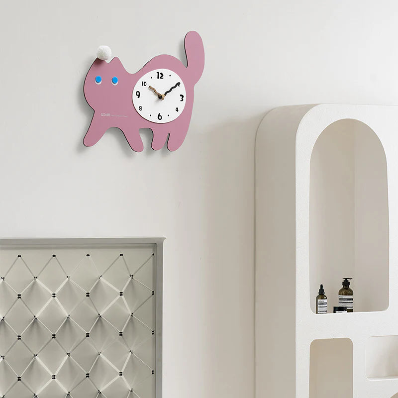 Gullei™ Cute Cat Silent Wall Clock for Kids Bedroom