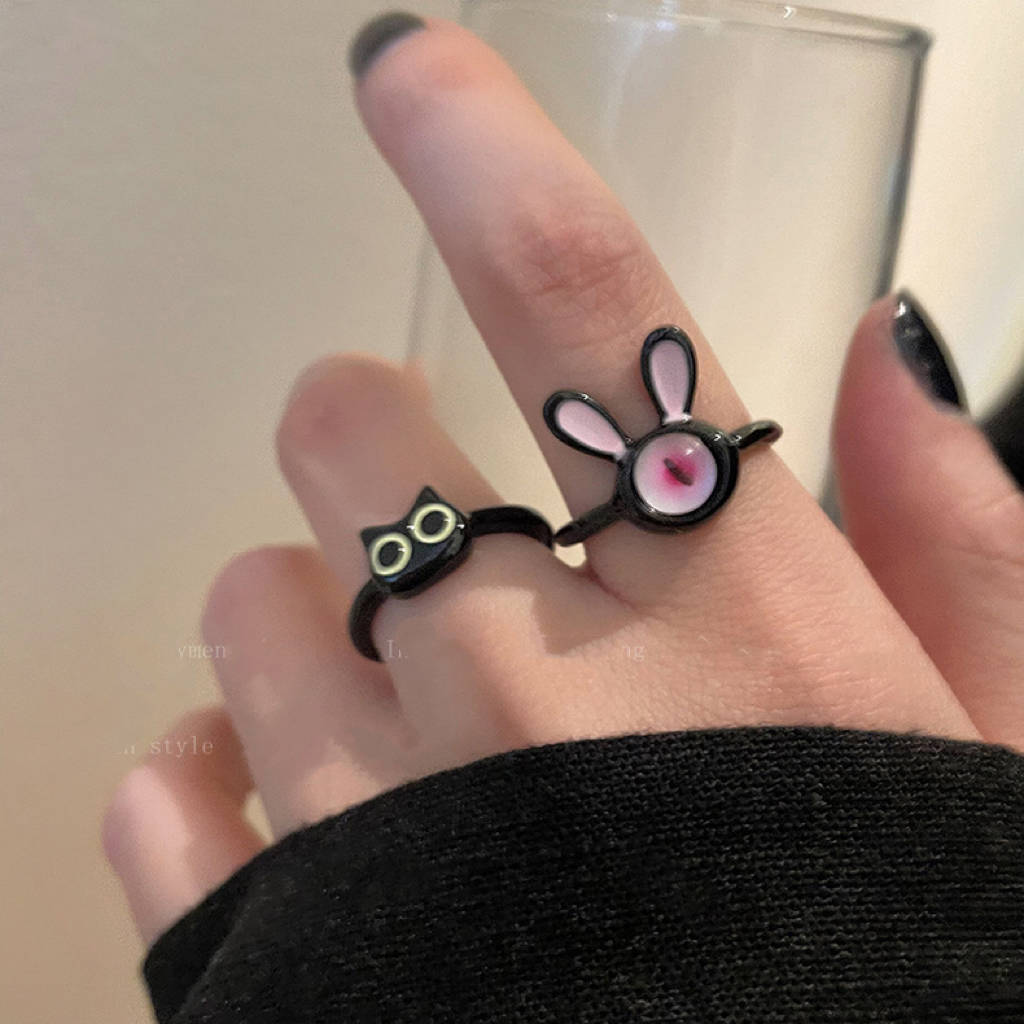 Funny Cartoon Monster Kitten Ring Gift for Girls