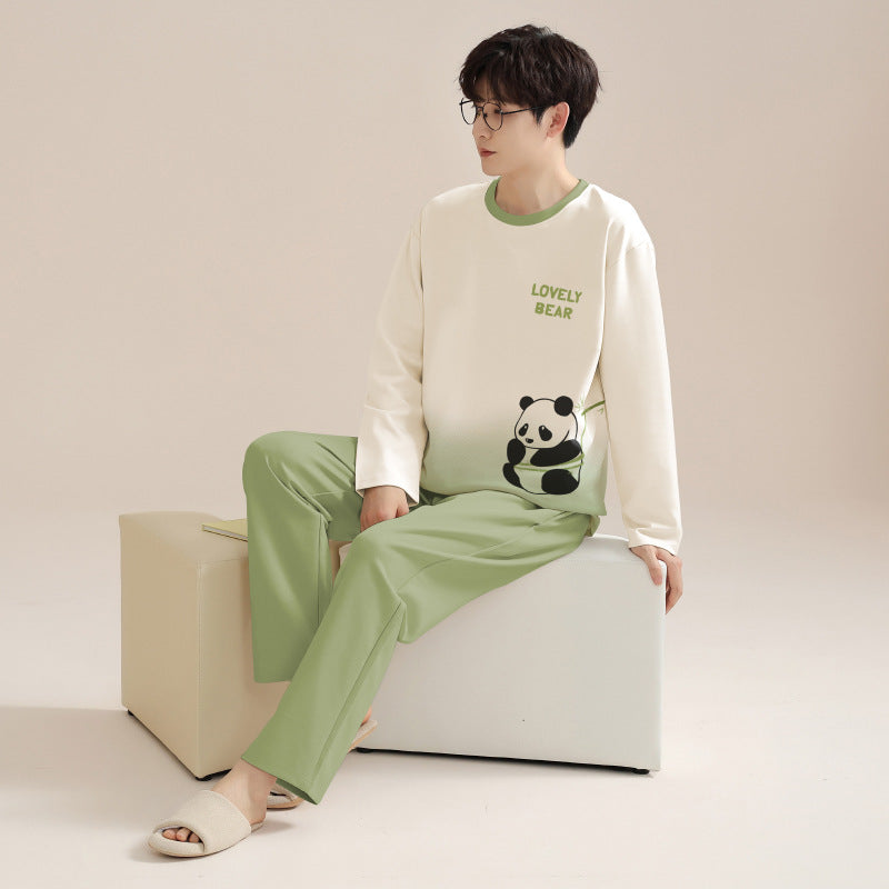 Long Sleeve Panda Design Pajamas Set 100% Cotton