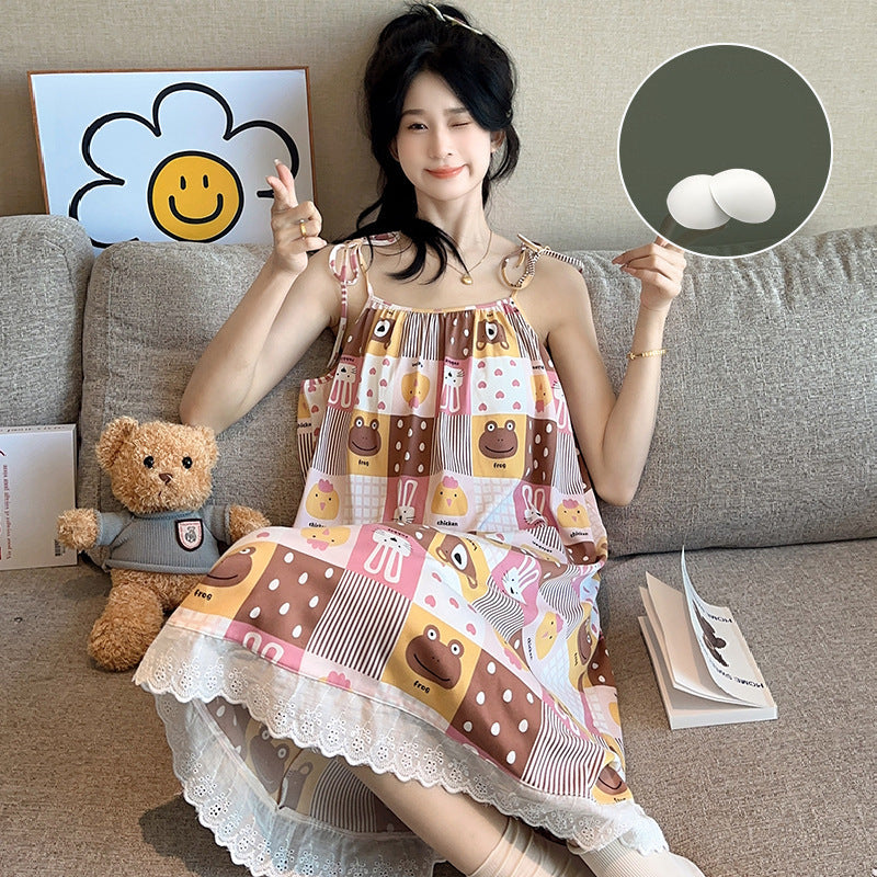 Pure Cotton Summer Nightwear with Padded Bra