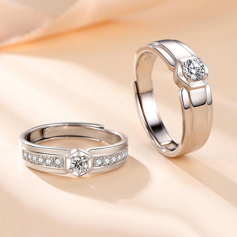 Custom Engagement Moissanite Diamond Rings Set