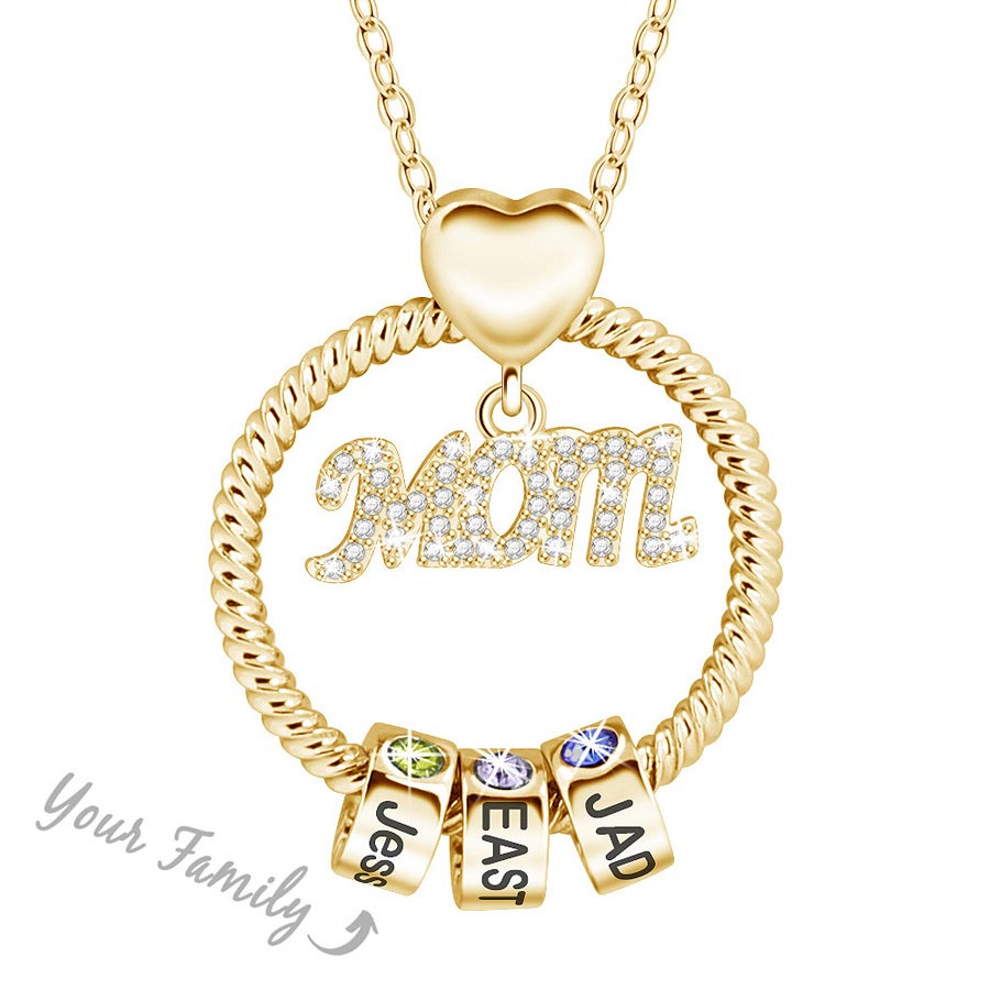 Kids Multiple Names Custom Birthstone Necklace