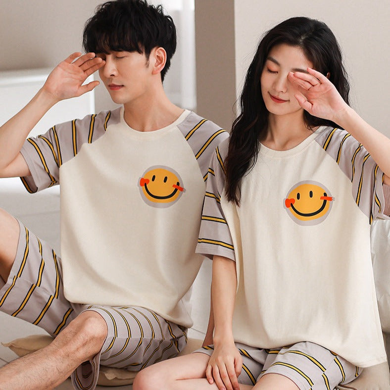 Matching Smiley Summer Pyjamas Set 100% Cotton