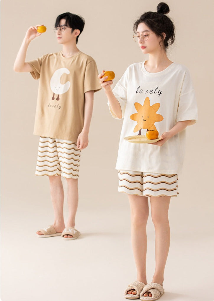 Matching Summer Pajamas for Men and Women 100% Cotton
