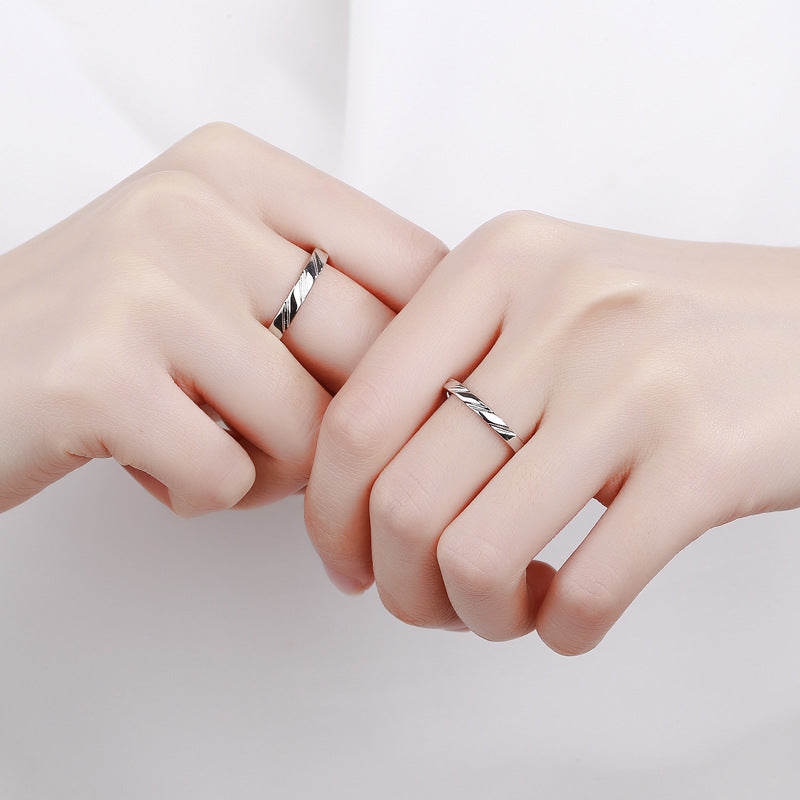 Engraved Curved Romantic Rings for Couples